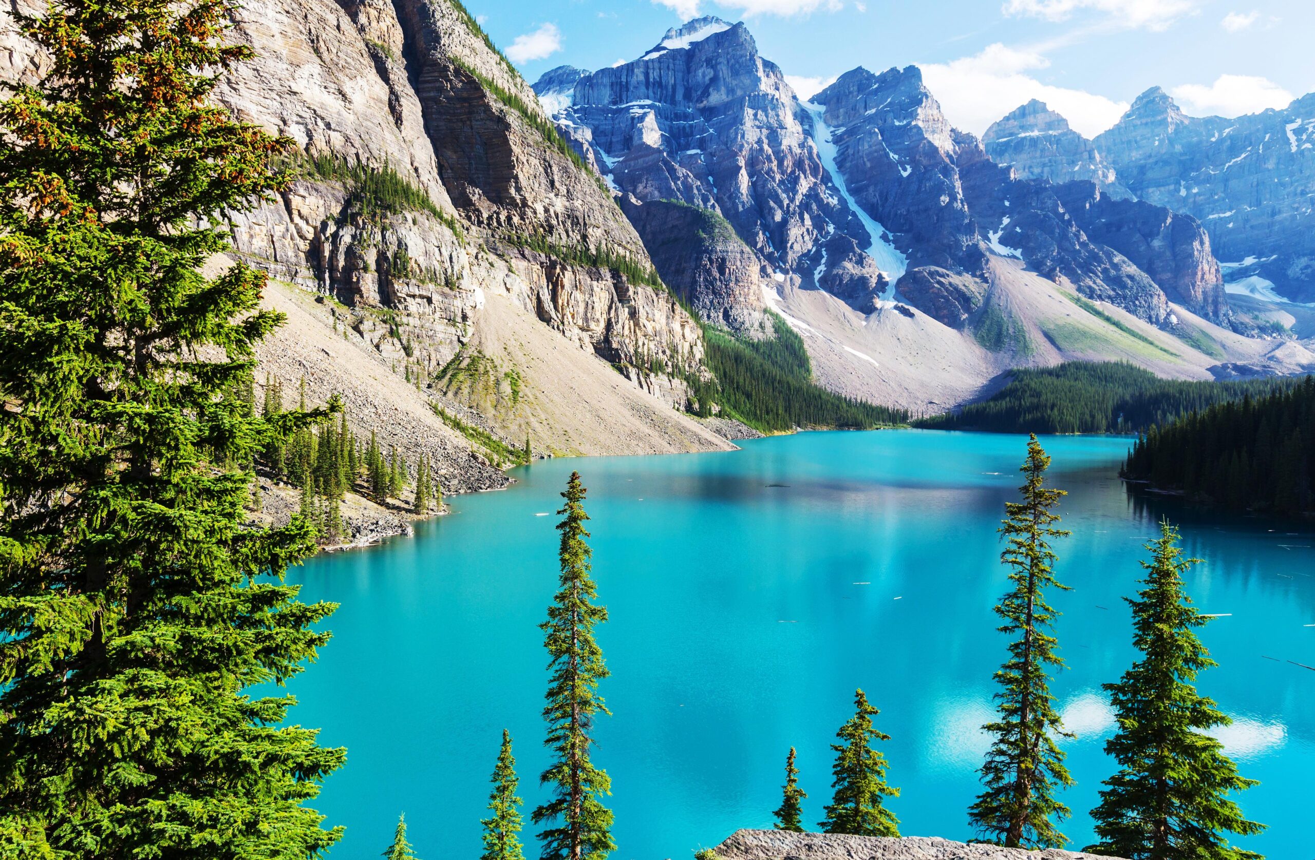 Wallpapers Moraine Lake, Banff National Park, Rocky Mountains, 4K