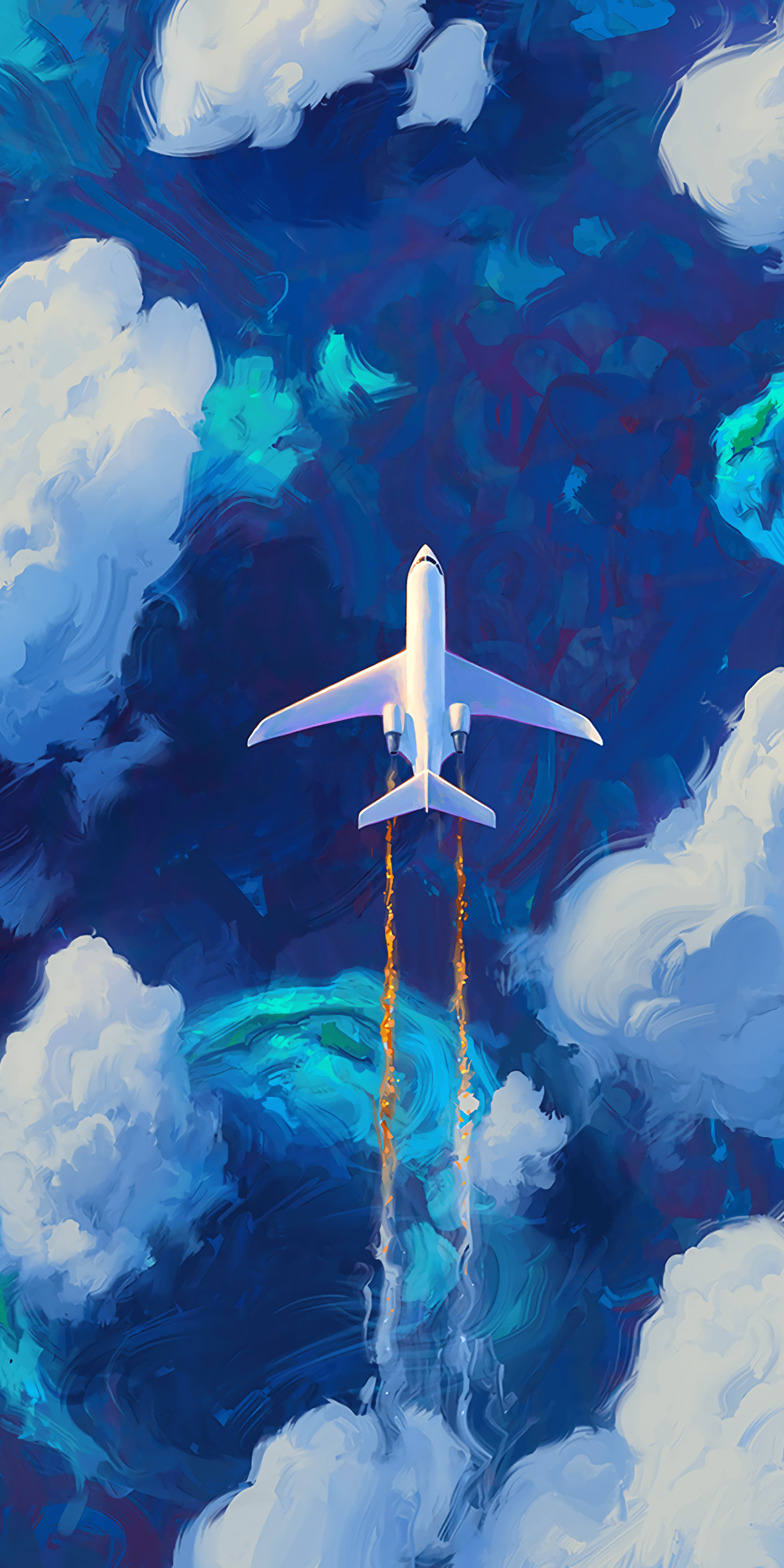 Aircraft, artwork, sky, clouds, wallpapers