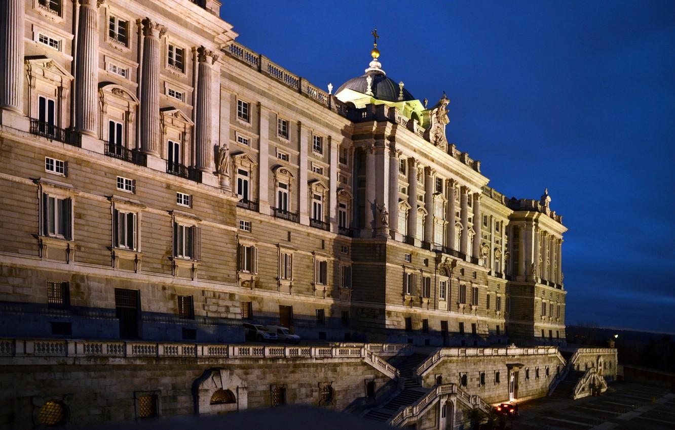 Wallpapers the sky, night, lights, Spain, Palace, Madrid image for