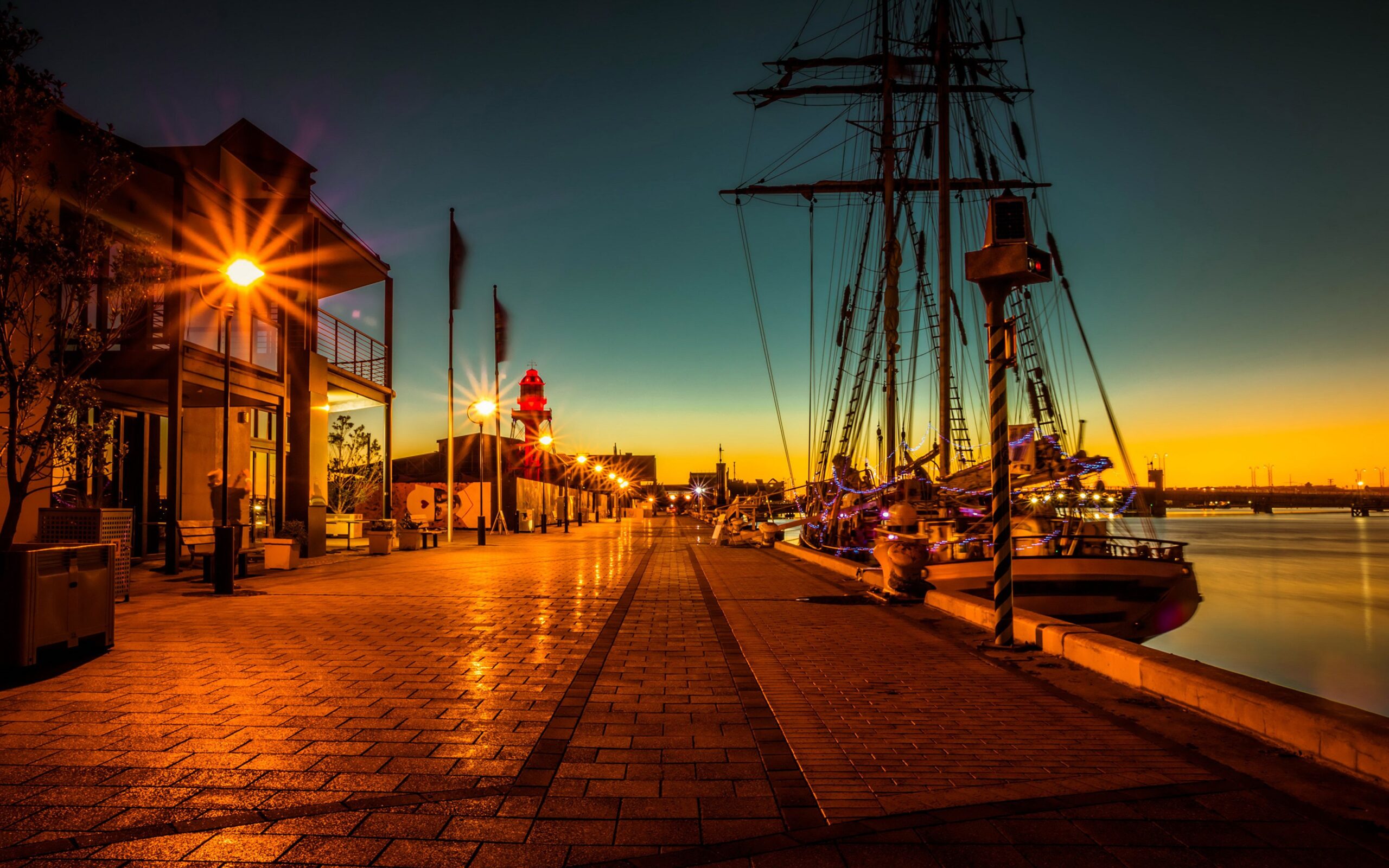 Image Australia Port Adelaide Ships Pier Night Waterfront