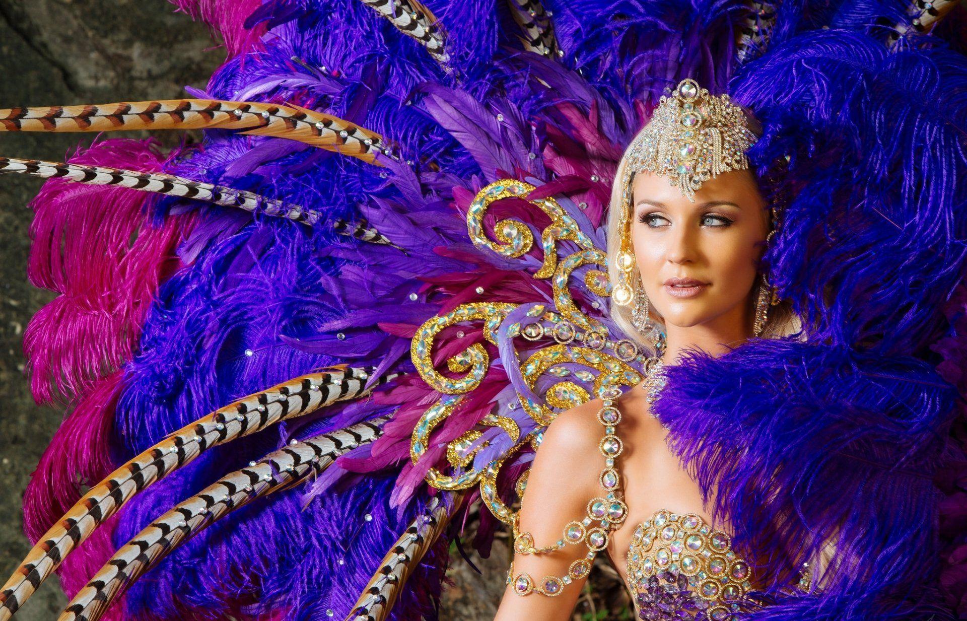 carnival girl dress decoration feathers HD wallpapers