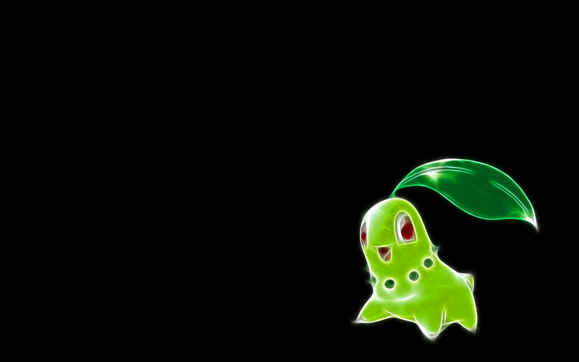 Pokemon, simple background, Chikorita, black backgrounds