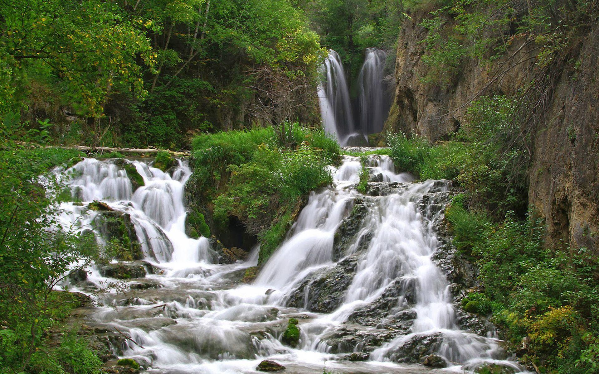 Cascading Waterfall In The Black Hills National Forest Of South