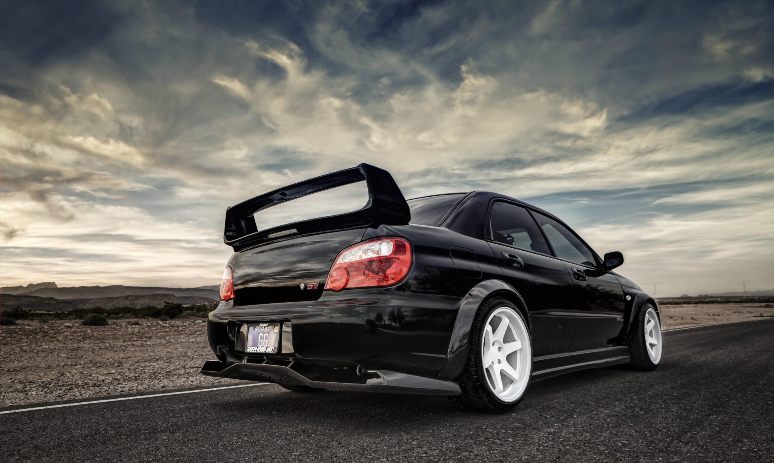 Wallpapers subaru, impreza, sti, white, road, white, road