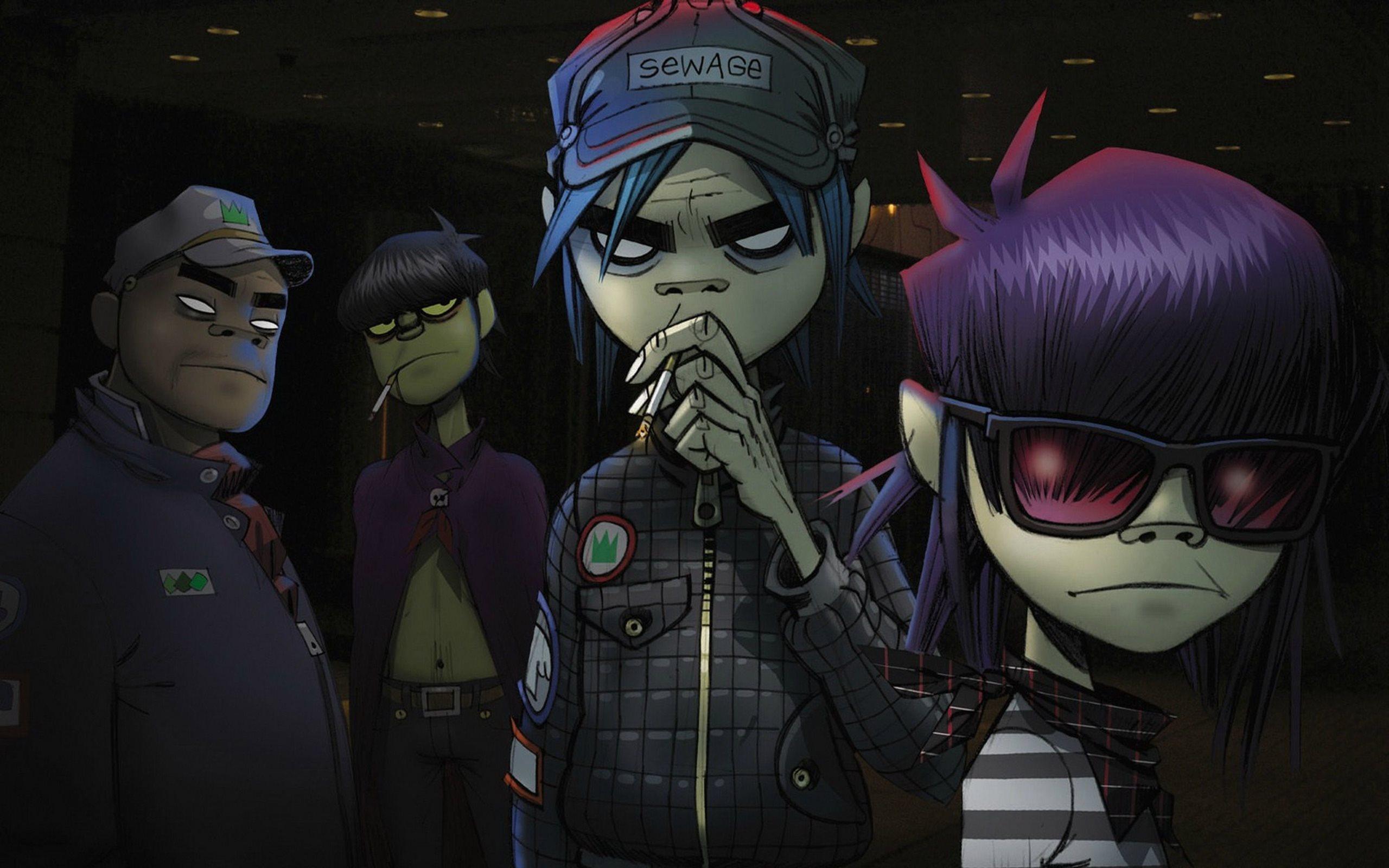 Download wallpapers Gorillaz, art, characters, English virtual band