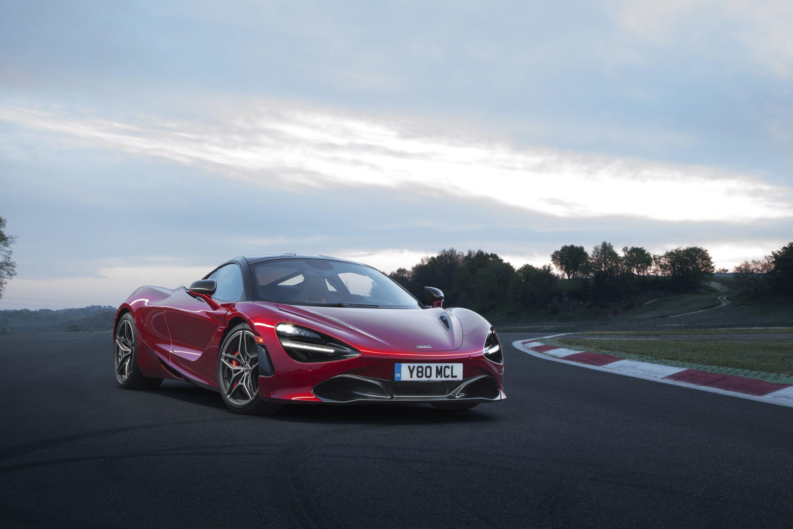 Red sports car McLaren 720S, 2017 wallpapers and image