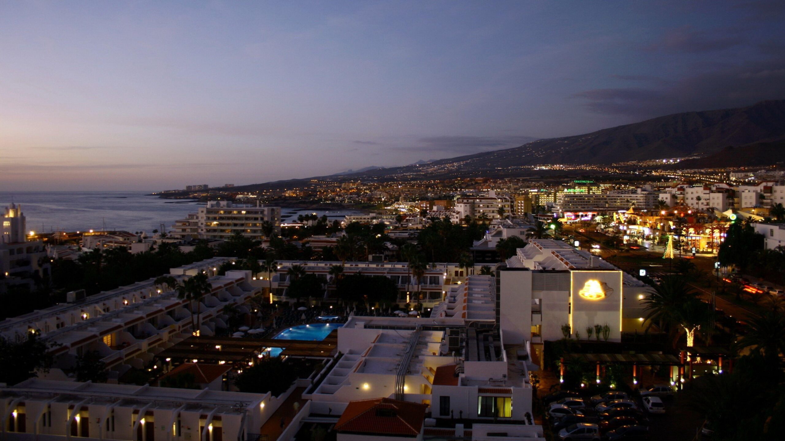 Download Wallpapers Spain, Tenerife, Night, Panorama