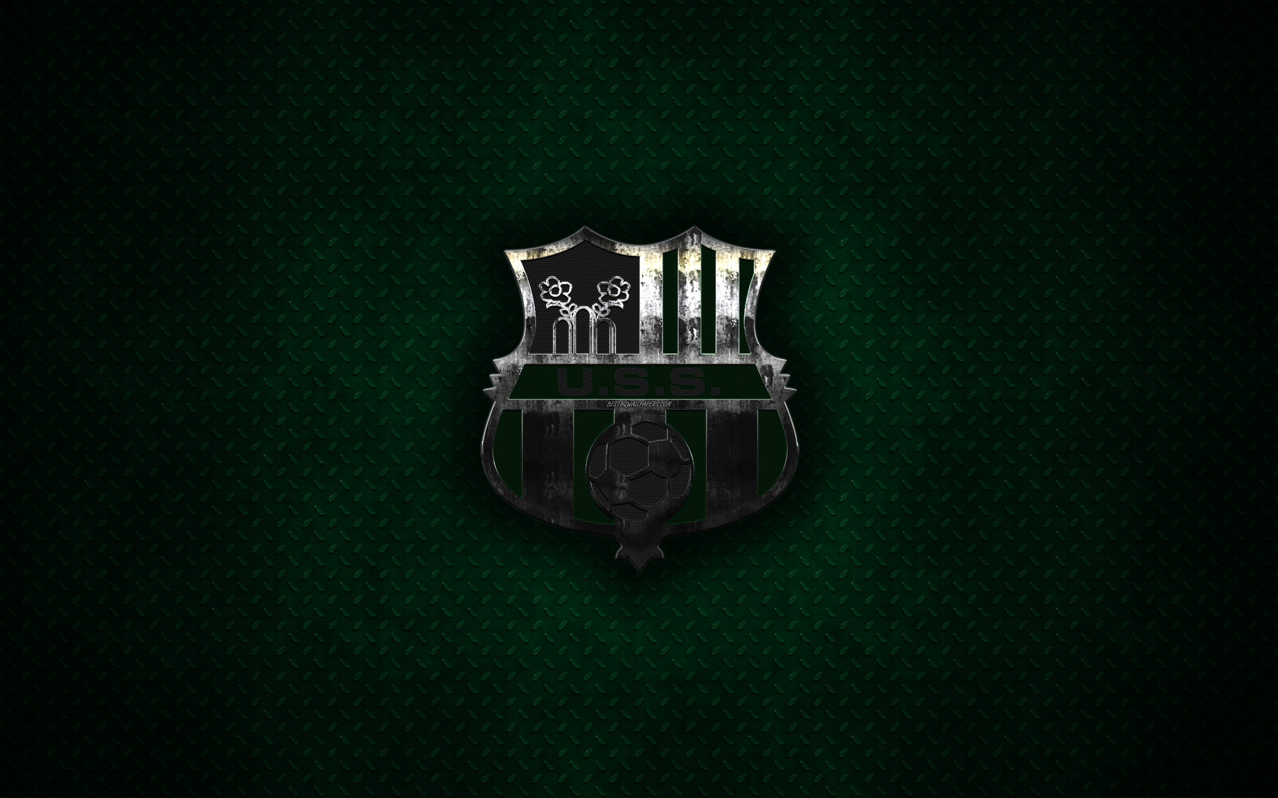 Download wallpapers US Sassuolo, metal logo, creative art, Italian