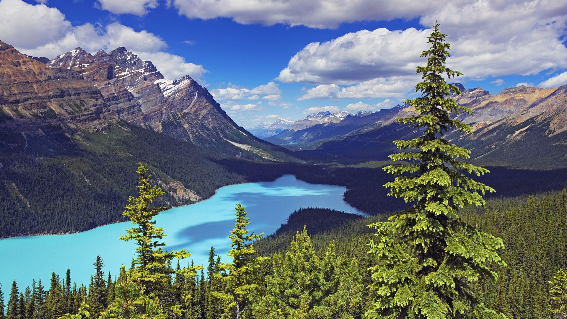 Wallpapers canada, alberta, mountain, lake, rock, sky desktop