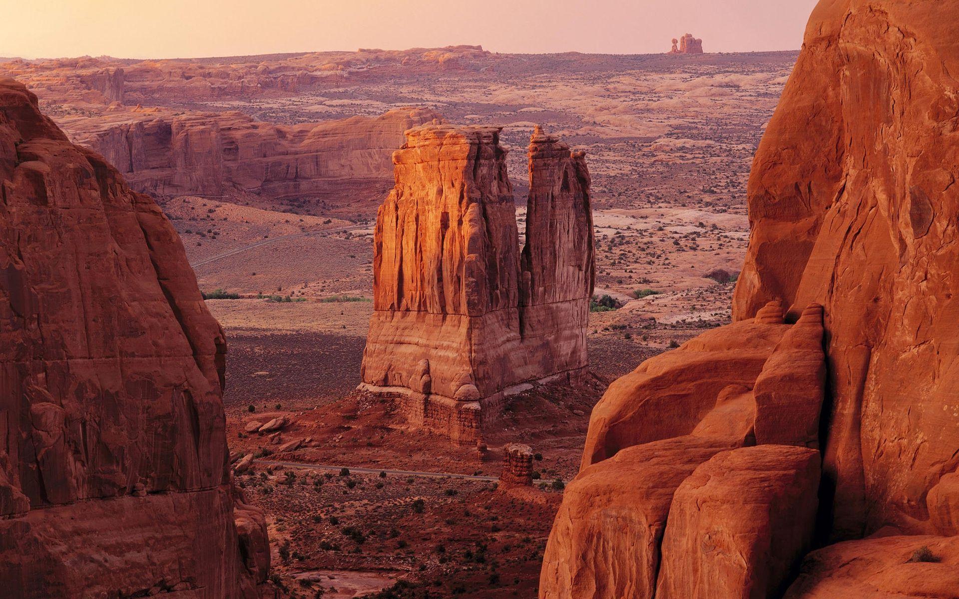 Courthouse Towers in Arches National Park Wallpapers and Stock Photo