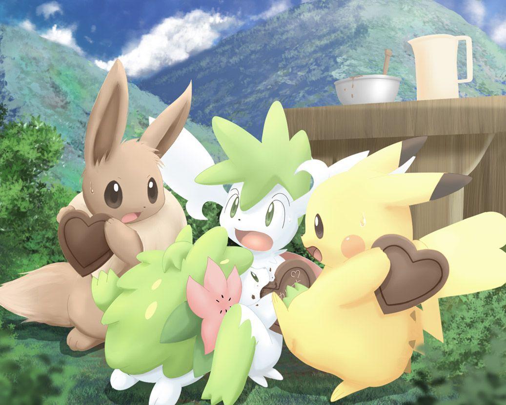 Pikachu, Eevee, Shaymin, Shaymin