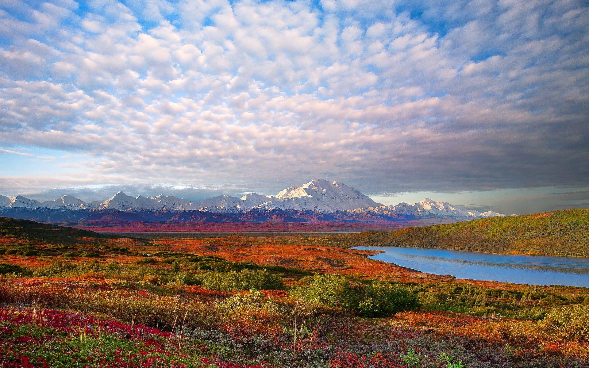 Mountains clouds landscapes Denali National Park wallpapers