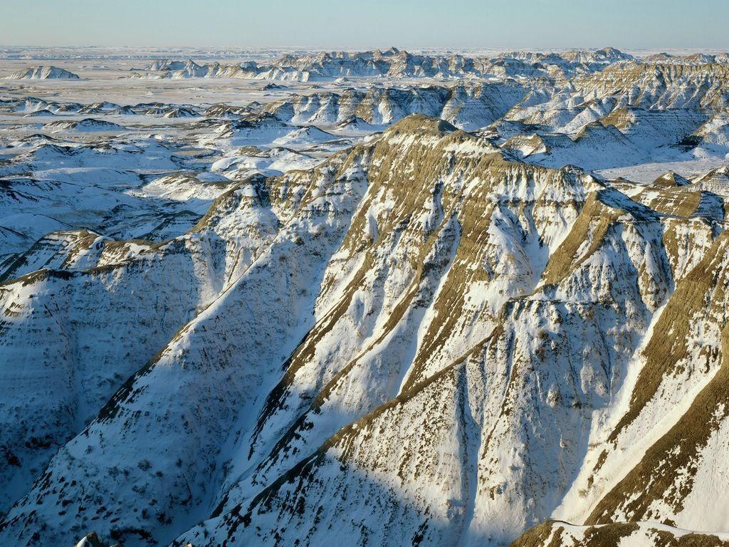 Mountains: Mountain Winter Nature Badlands National White Park