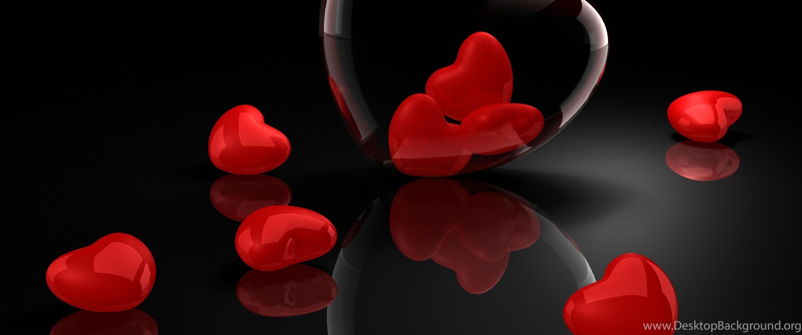 Heart, Glass, 3d, Reflection >> HD Wallpaper, Get It Now! Desktop