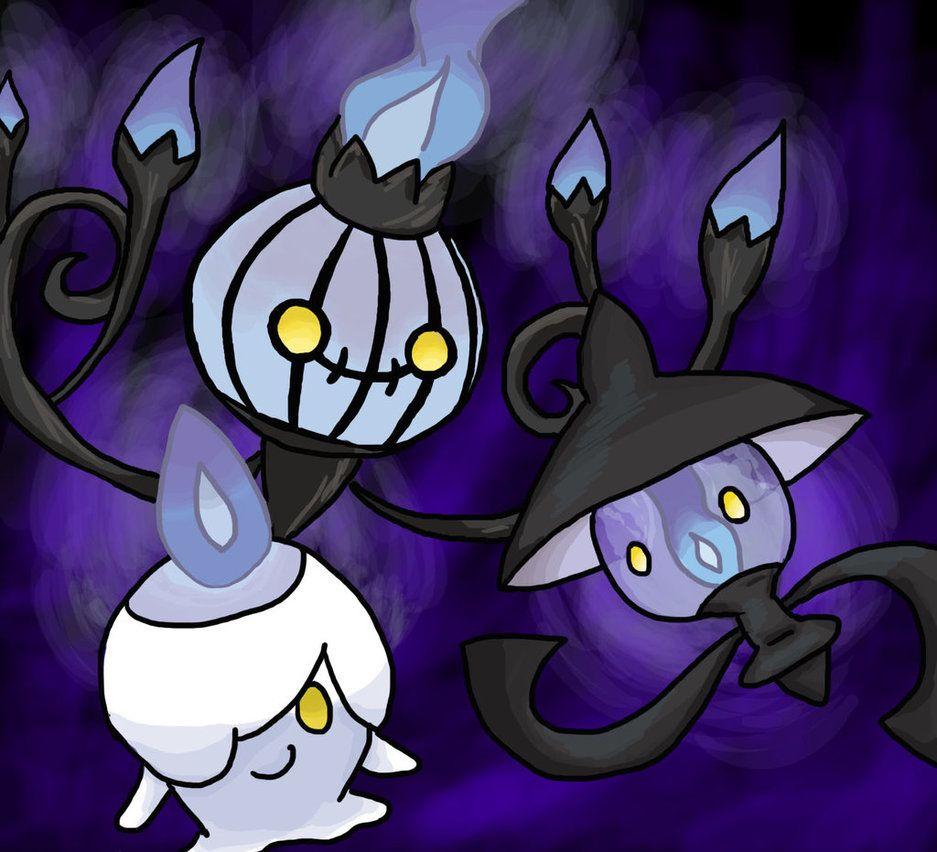 Litwick, Lampent and Chandelure by peaceloveandcookies1