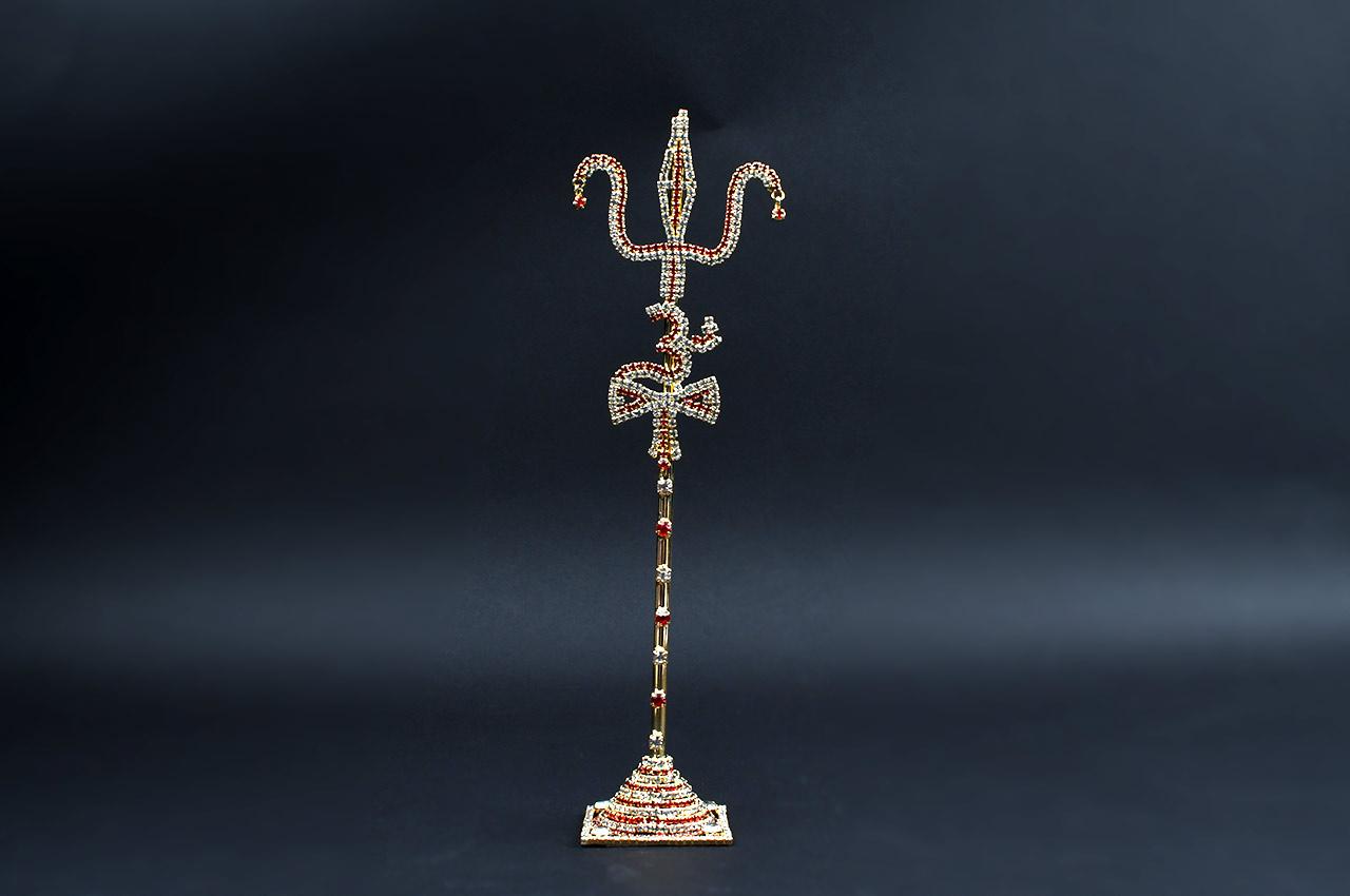 Om Trishul damru in colour zircons