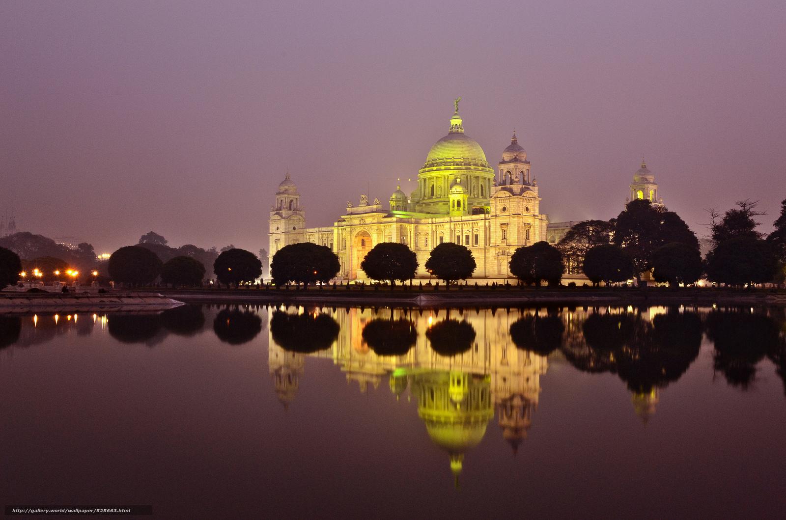 Download wallpapers India, Calcutta, memoreal Victoria, night free