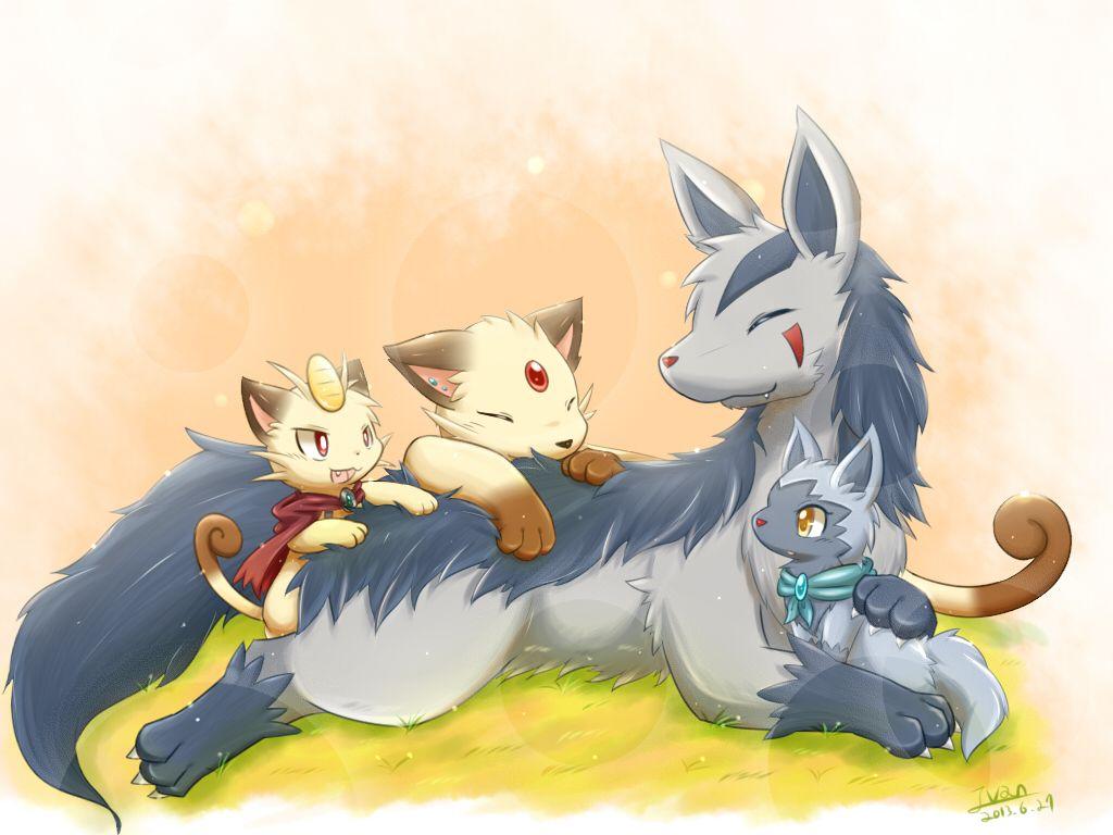 meowth, mightyena, persian, and poochyena