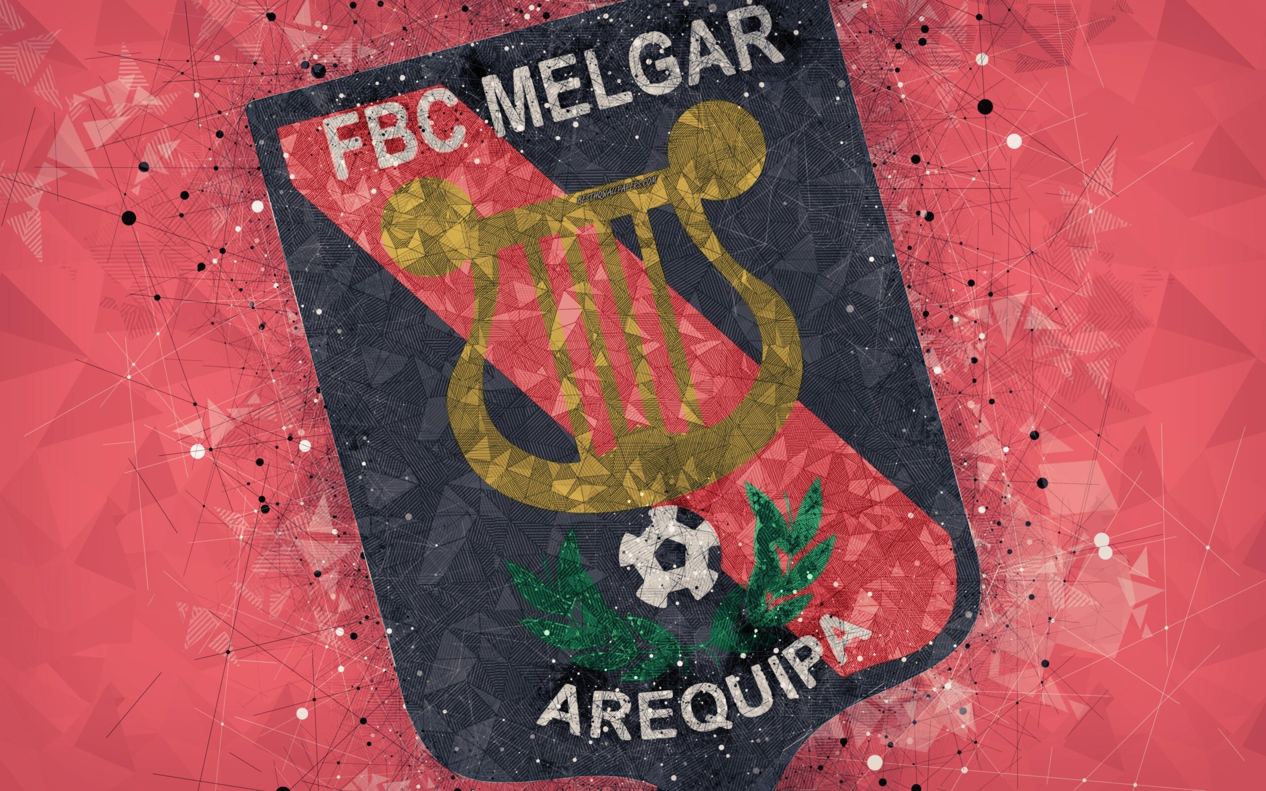 Download wallpapers FBC Melgar, 4k, geometric art, logo, Peruvian