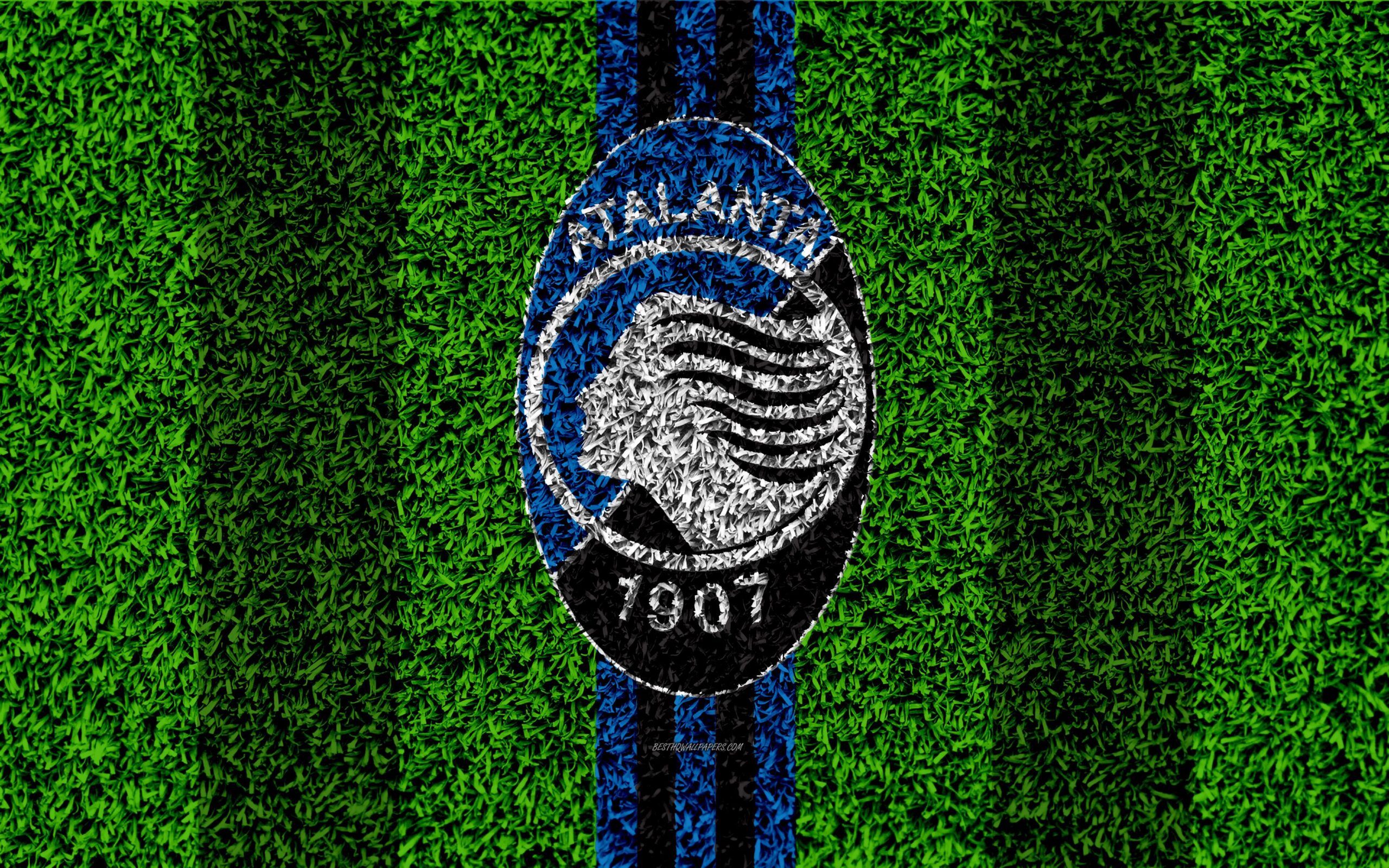 Download wallpapers Atalanta BC, 4k, logo, football lawn, Italian