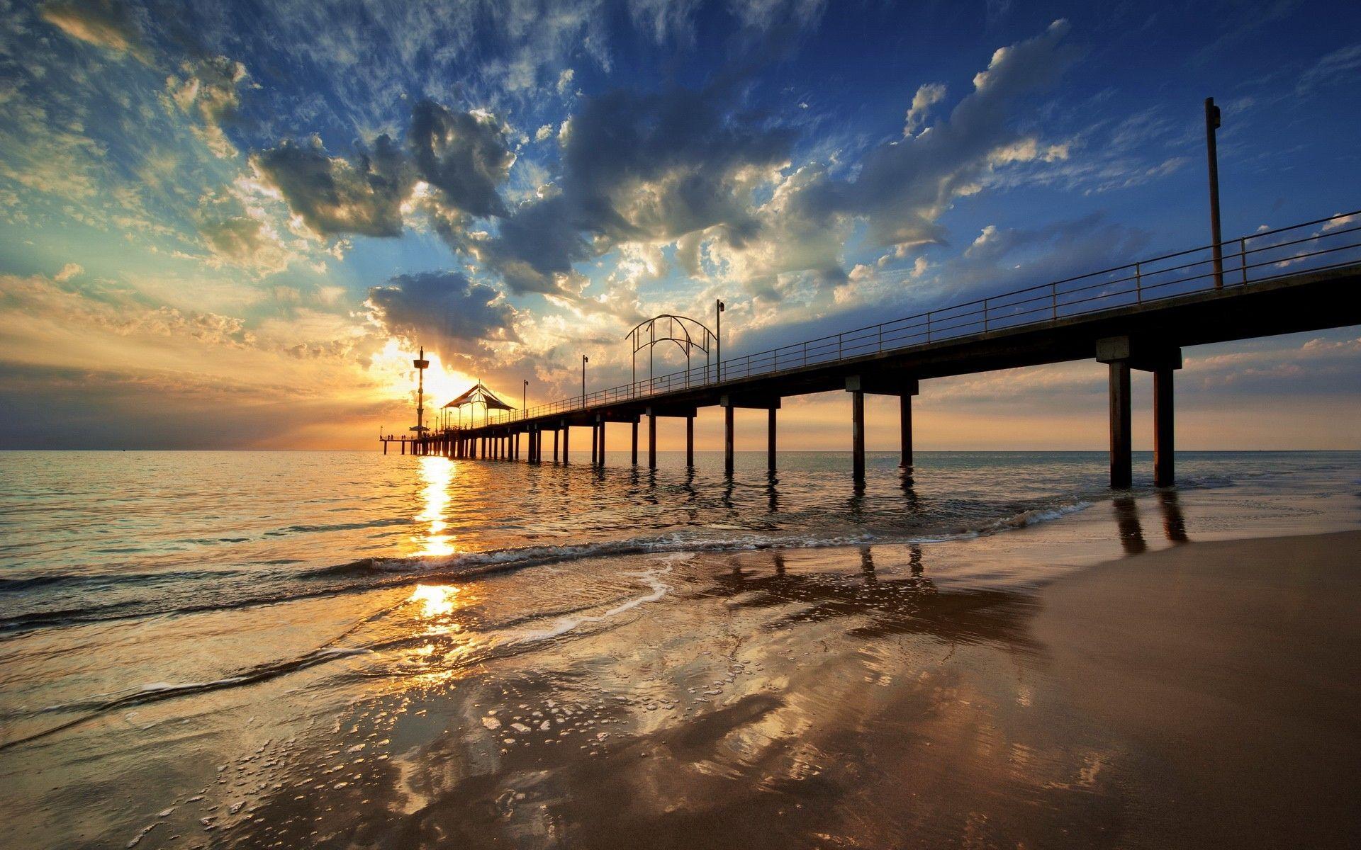 Beaches: Jetty Brighton Sea Nature Image For Desktop Backgrounds for