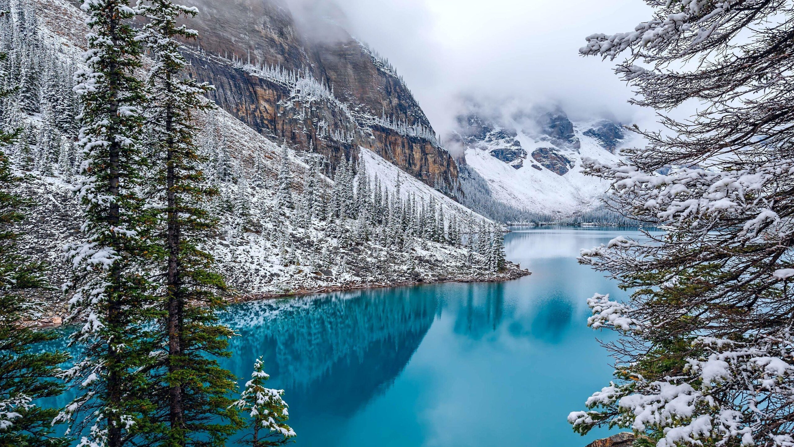 Wallpapers Moraine Lake, Snow, Winter, 4K, Nature,