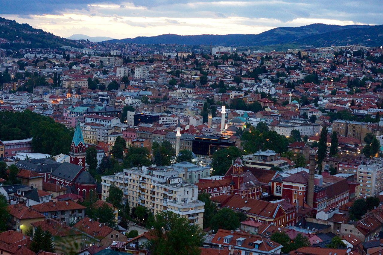 Photos Bosnia and Herzegovina Sarajevo Evening Cities Houses