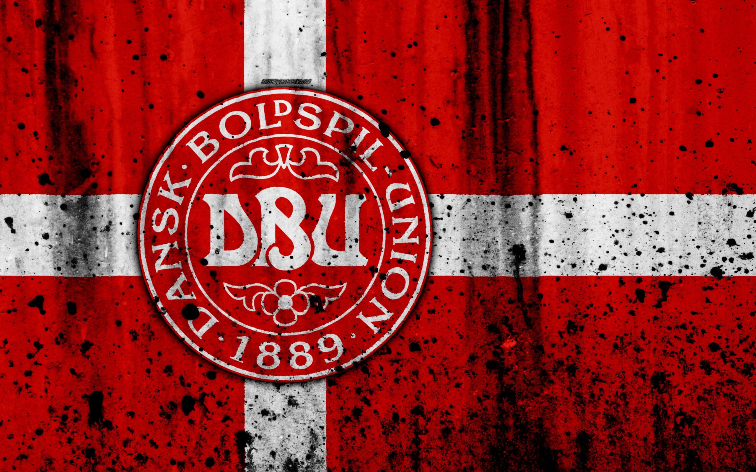 Download wallpapers Denmark national football team, 4k, logo