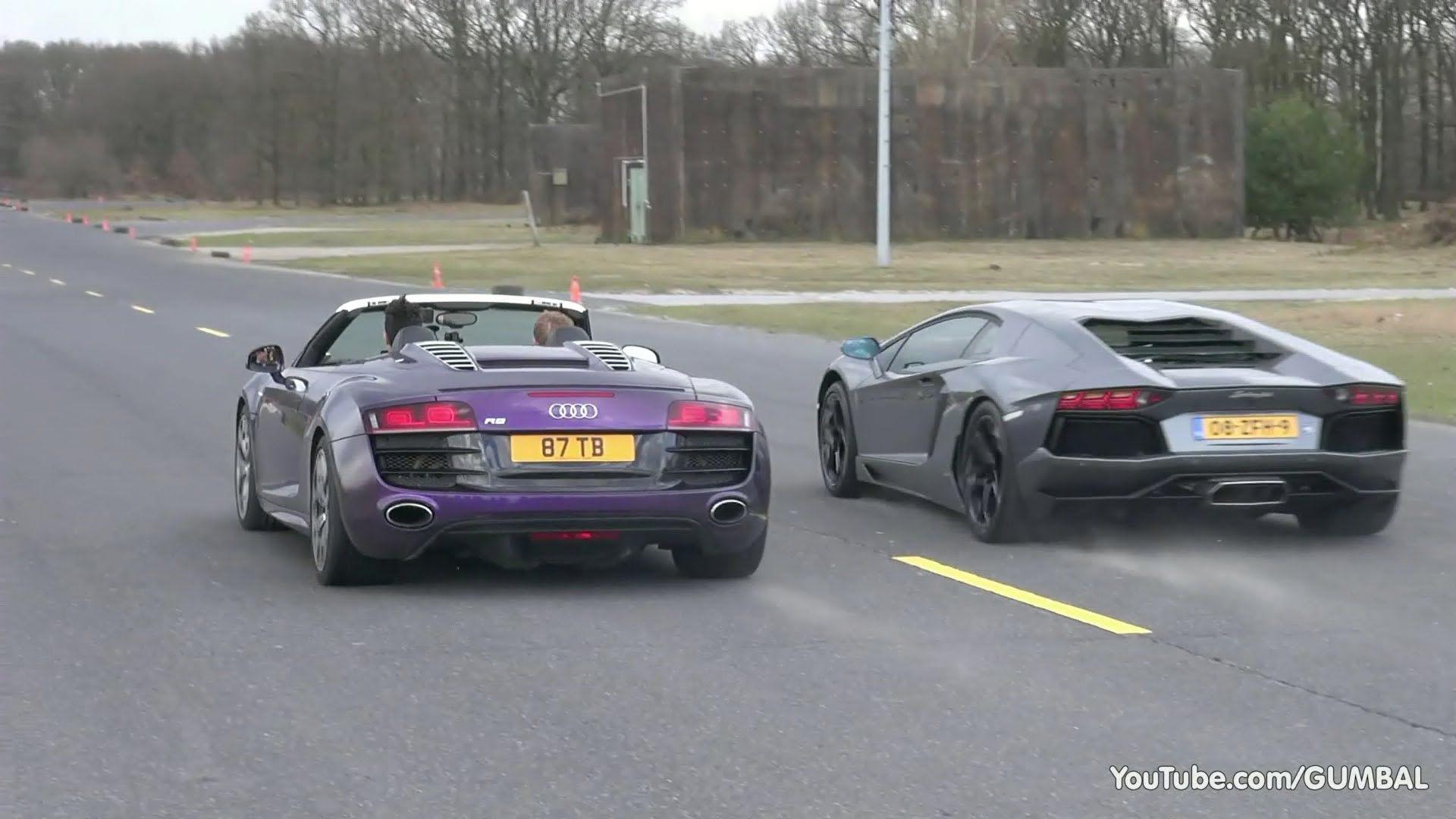 Audi R8 V10 Spyder ‘Shmee150’ vs Lamborghini Aventador LP700