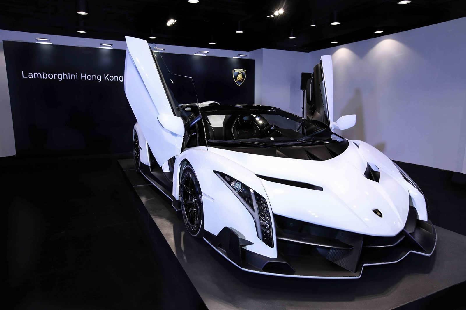 White Lamborghini Veneno Roadster Wallpapers