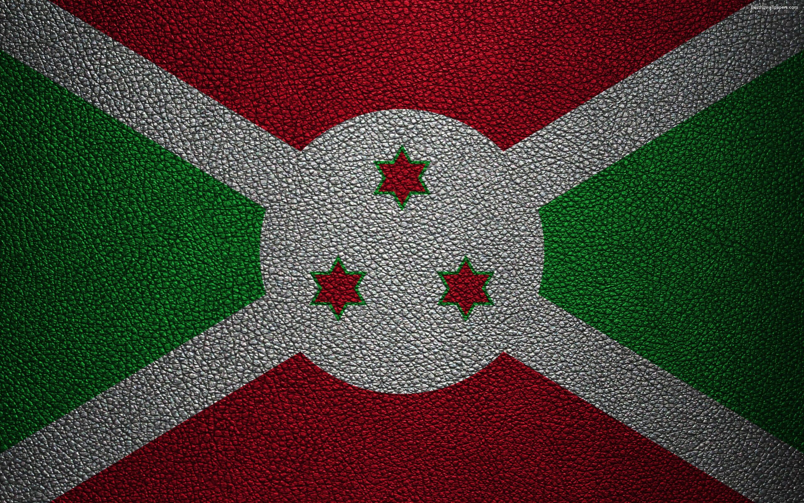 Download wallpapers Flag of Burundi, leather texture, 4k, Burundi
