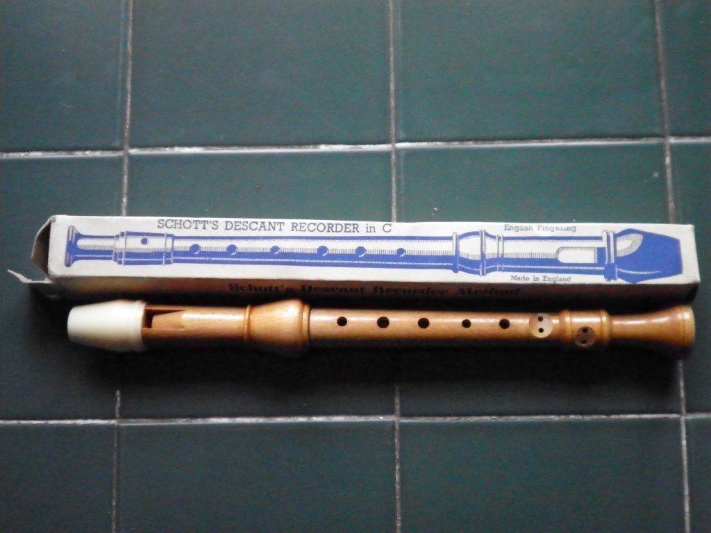 Recorder by Schott, descant, musical instrument. In original box