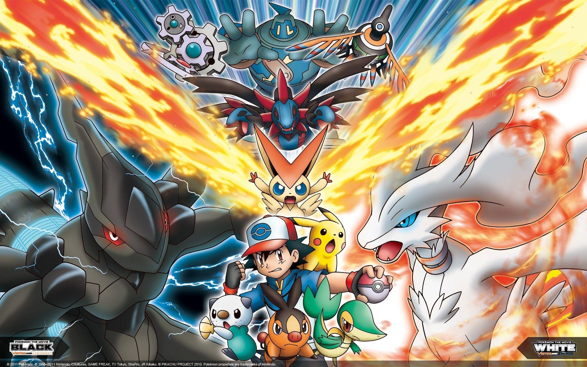 pokemon pikachu ash ketchum tepig oshawott snivy reshiram victini