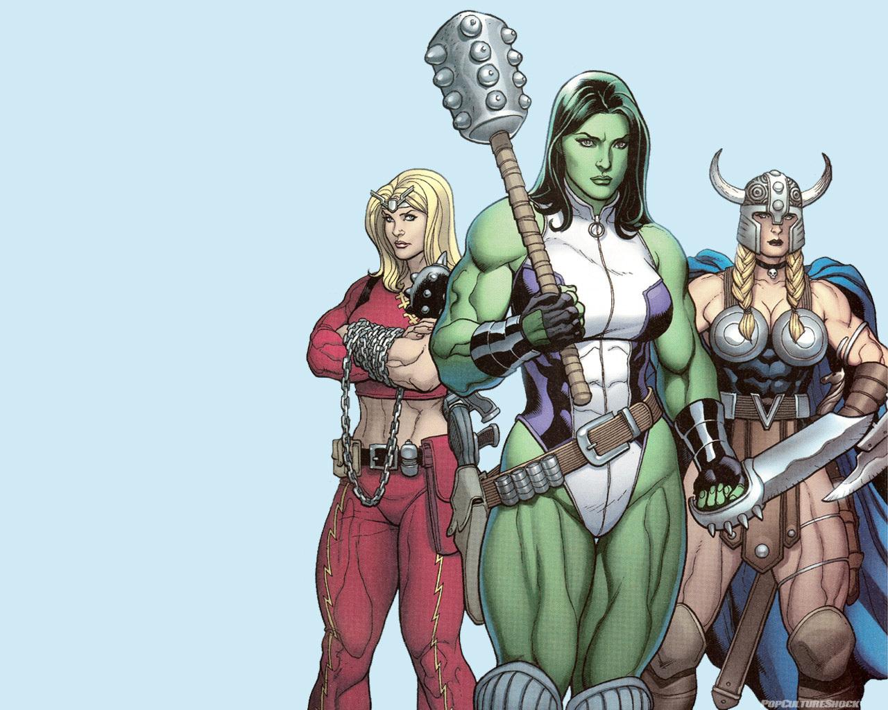 Femme Fatales image She Hulk, Valkyrie, & Thundra HD fond d’écran