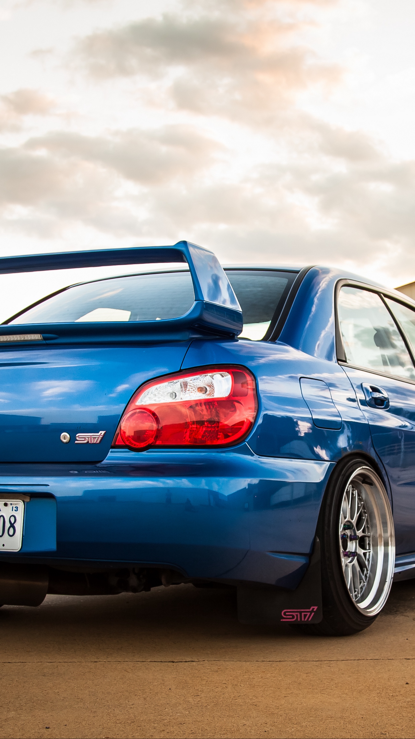 Download wallpapers subaru, impreza, wrx, sti, blue, rear