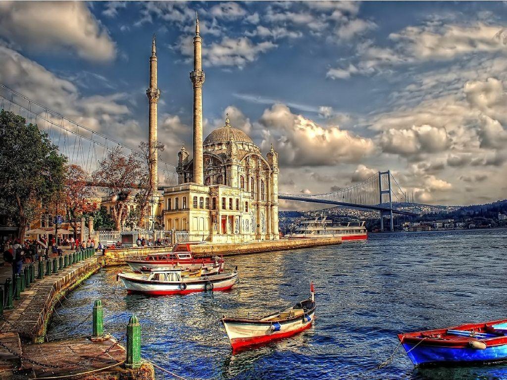 Beaches: Turkey Sea Mosque Boat Ortakoy Istanbul 8k Beach Wallpapers