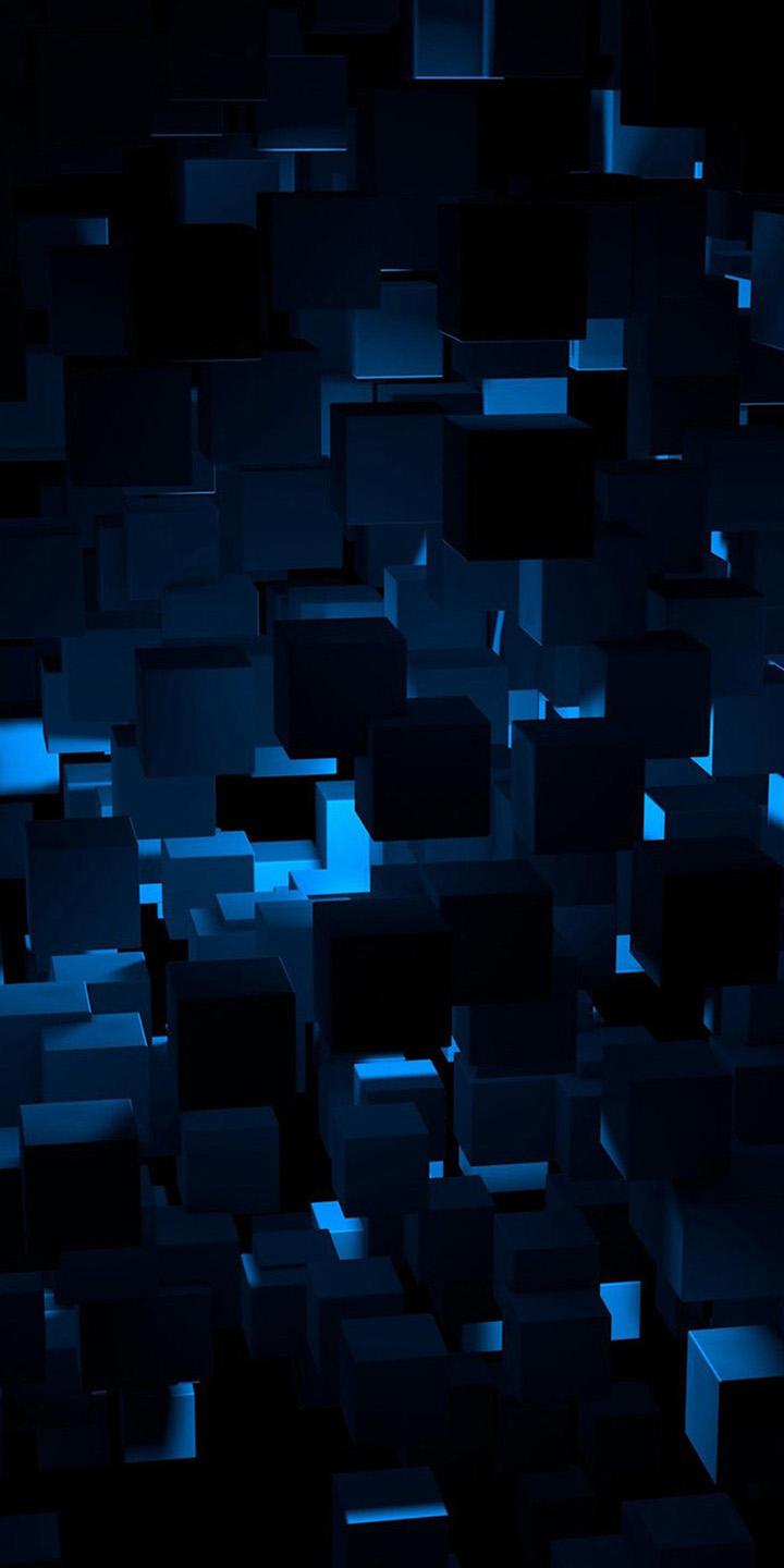 vn22 cube dark blue abstract hazy design Wallpapers 720 x 1440 HD