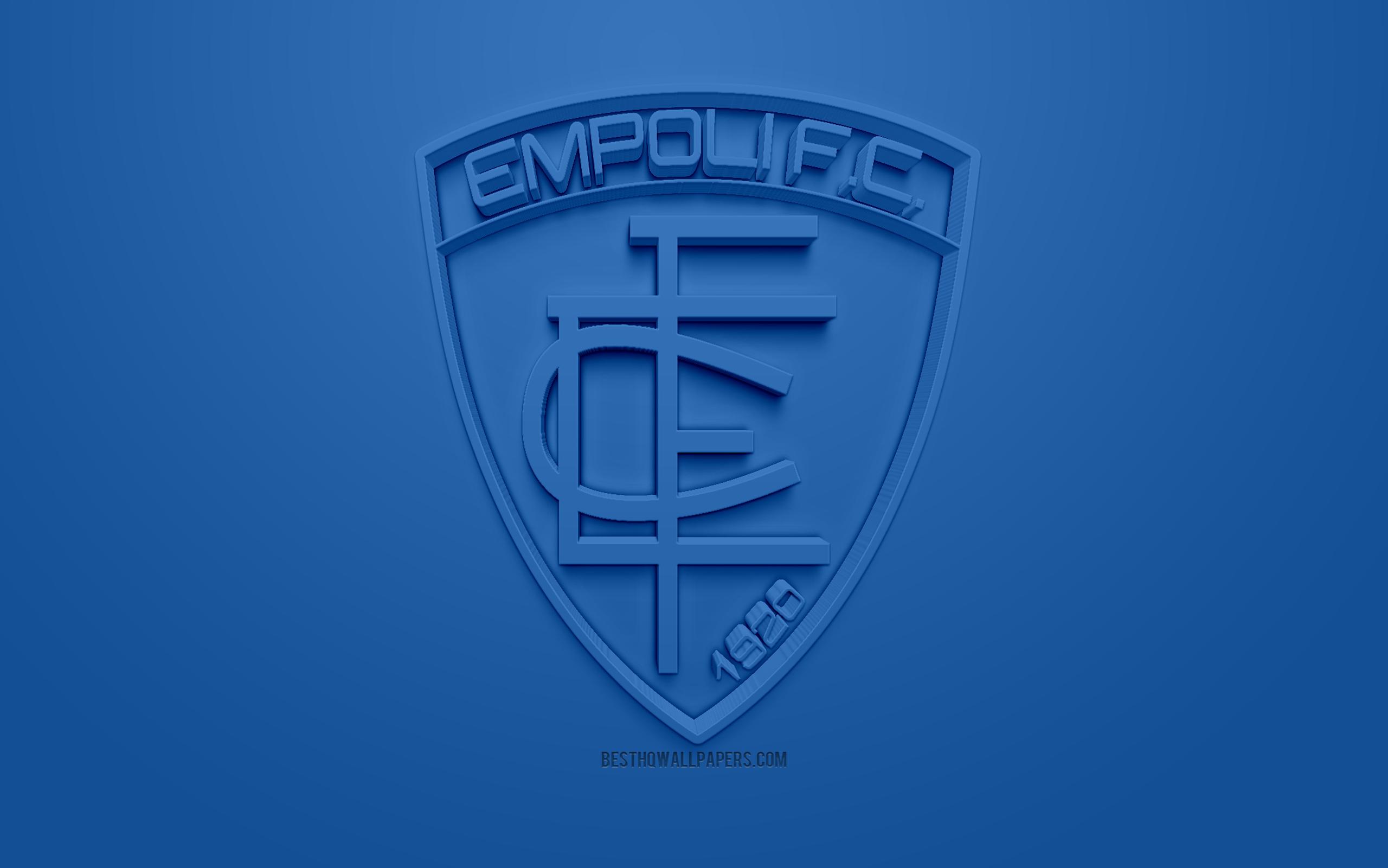 Download imagens Empoli FC, criativo logo 3D, fundo azul, 3d emblema