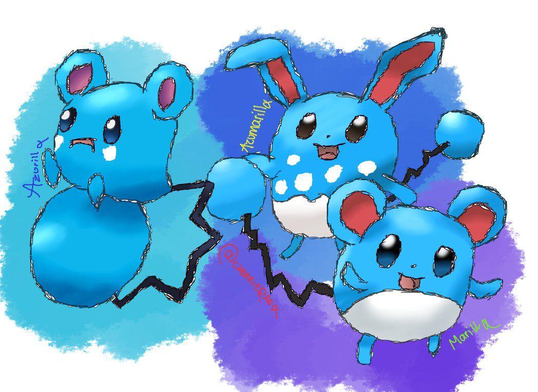 Azurill / Marill / Azumarill Evolution Line by Cherrierae