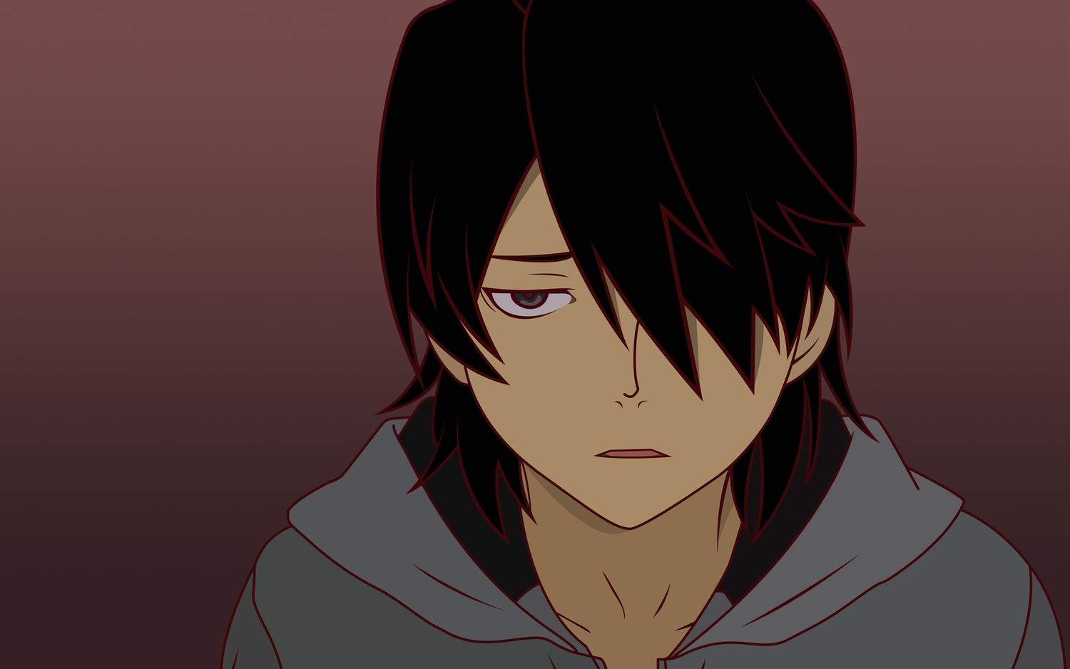 all male araragi koyomi bakemonogatari black hair close male