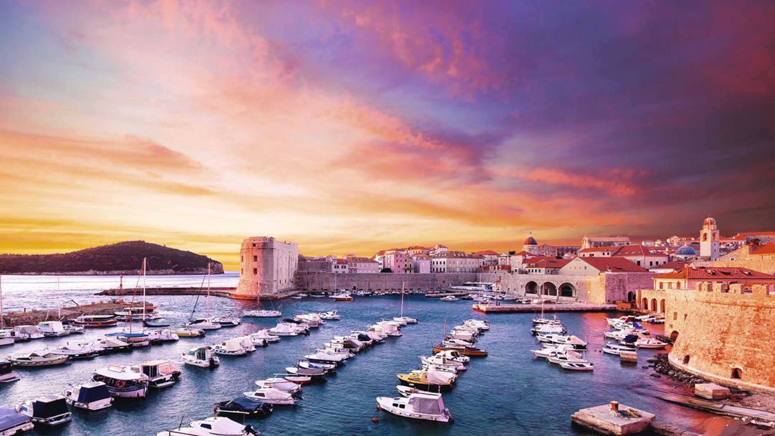 Sunset Dubrovnik, Croatia, Adriatic Sea Desktop Wallpapers Hd