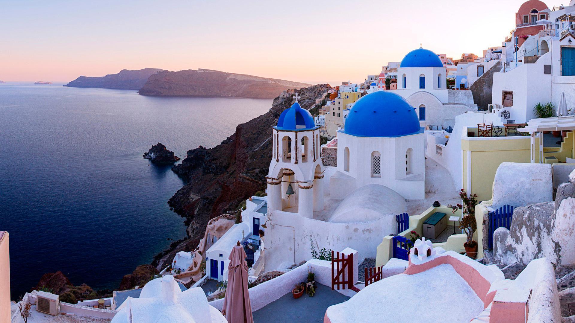 Town Oia, Santorini Island, Greece, HD Wallpapers