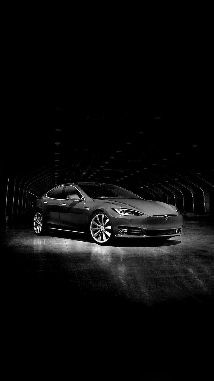 TESLA MODEL DARK BW CAR WALLPAPER HD IPHONE