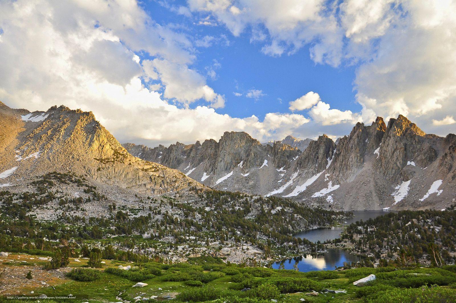 Download wallpapers sunset, Kearsarge Pinnacles, Kings Canyon