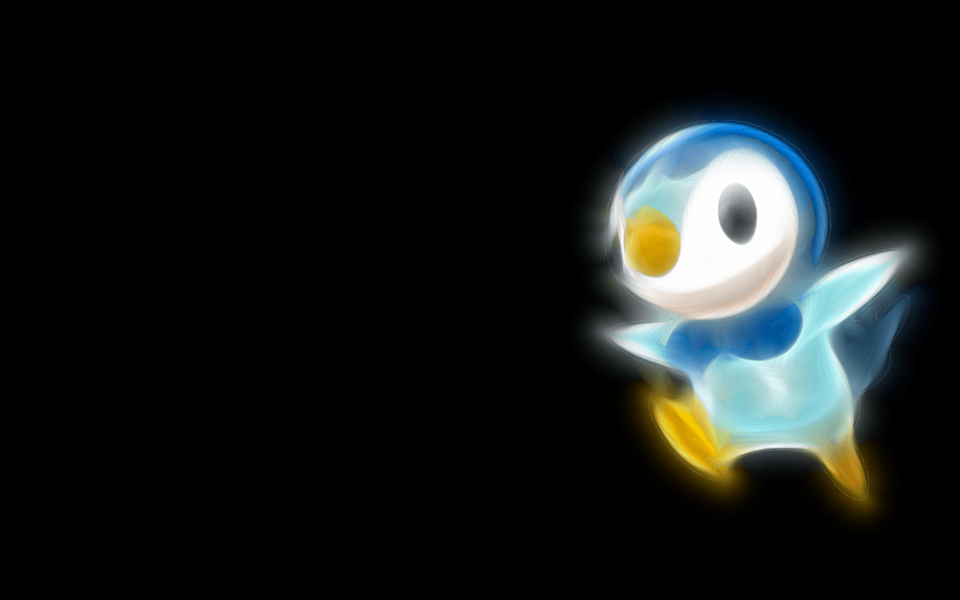 Pokemon, black background, Piplup