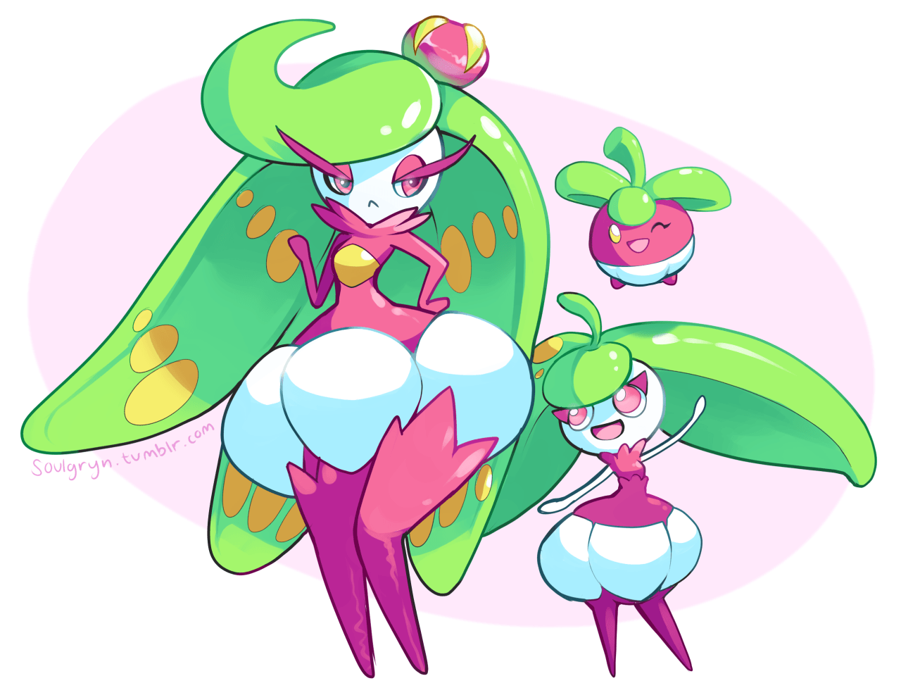 Solgy’s Doodles; Bounsweet, Steenee, and Tsareena