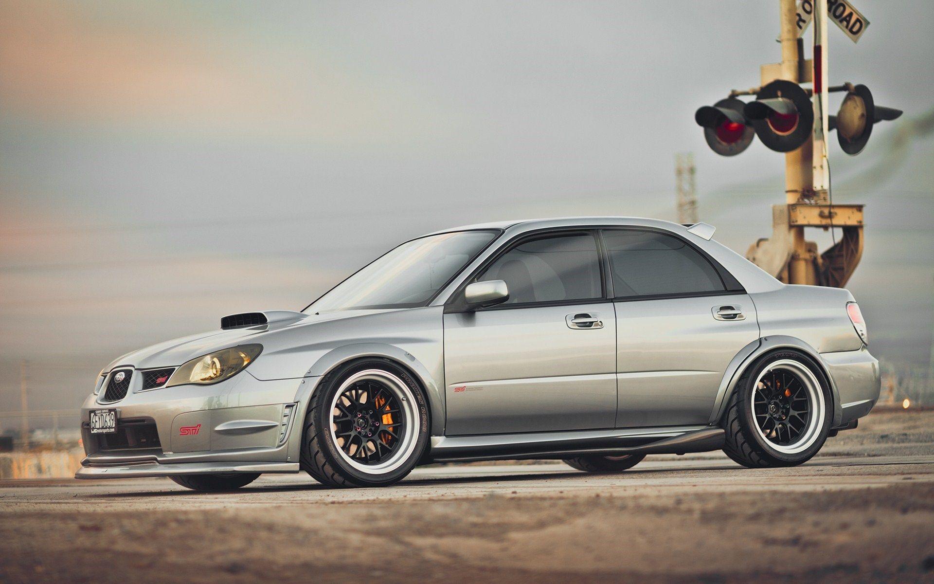 Subaru Impreza STI Rail Crossing HD Wallpapers