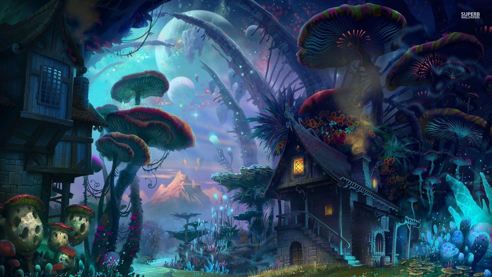 Fantasy image Mushroom Village HD wallpapers and backgrounds photos