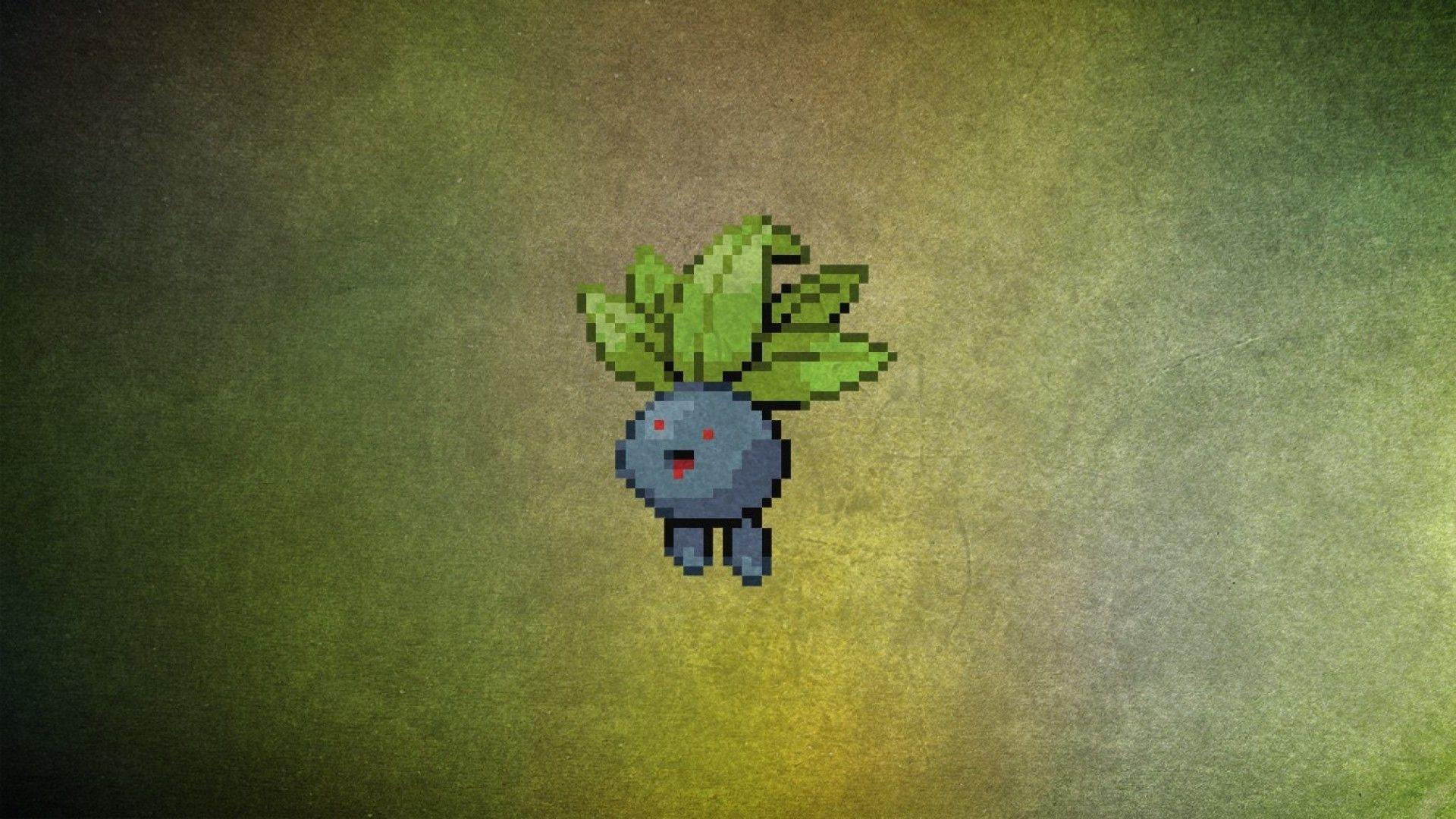 SimplyWallpapers: Oddish Pokemon anime minimalistic pixel art