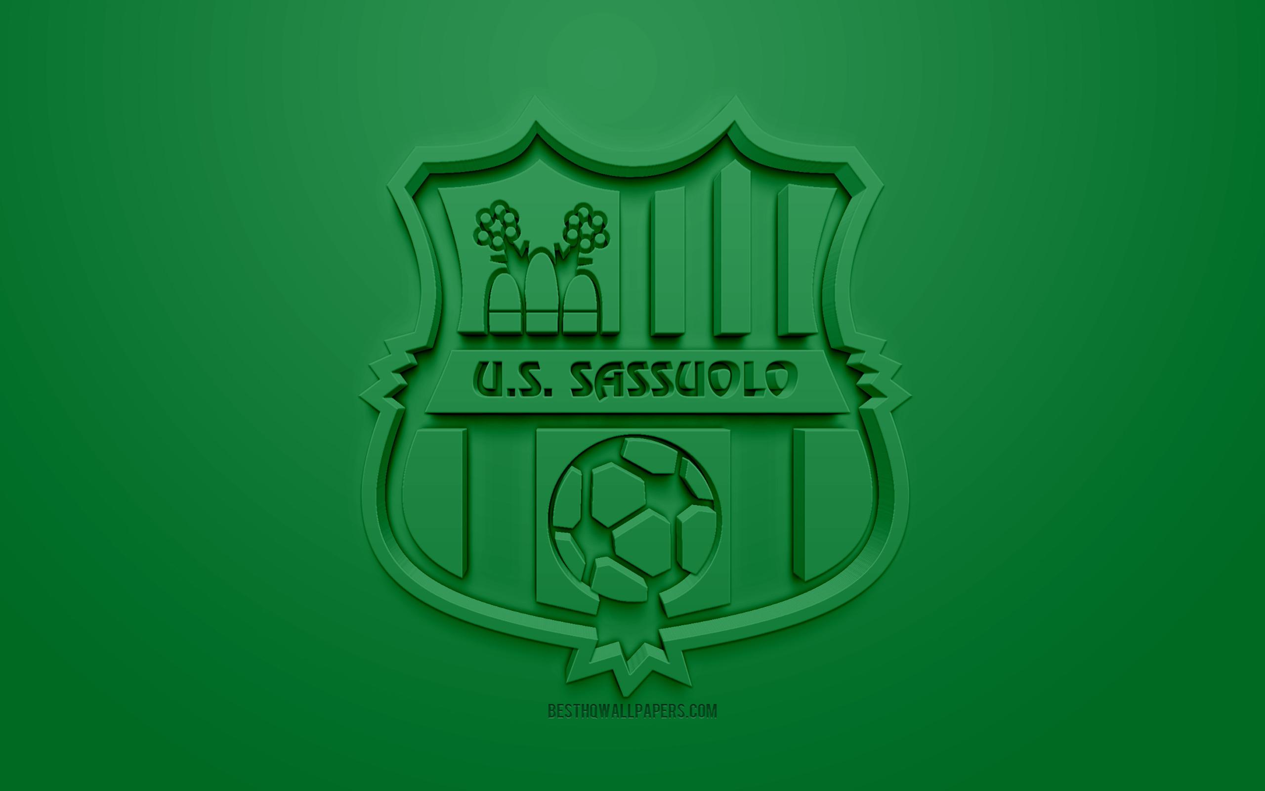 Download wallpapers Sassuolo, creative 3D logo, green background, 3D